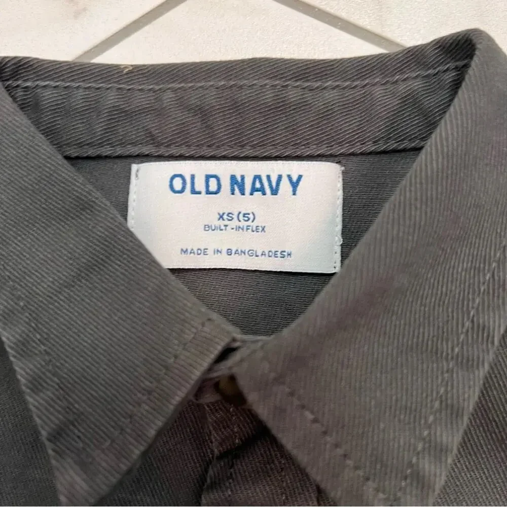 NWT Old Navy Long-Sleeve Utility Pocket Twill Shirt for Boys Size XS 5